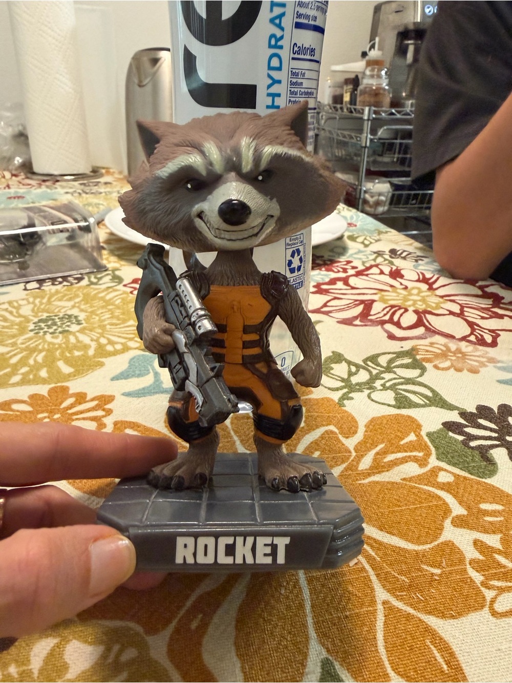 Rocket Racoon Figurine in Brown and Orange - Collectible Home Accent